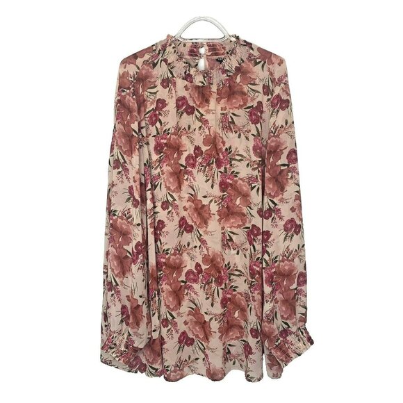 Torrid Blouse Womens Plus Size 5X Chiffon Mock Neck Long Sleeve Floral Top - Picture 3 of 8